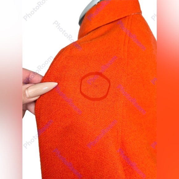 COURREGES Paris Hyperbole Vintage 1970’s Orange Wool Jacket Collared Outerwear - Picture 13 of 15